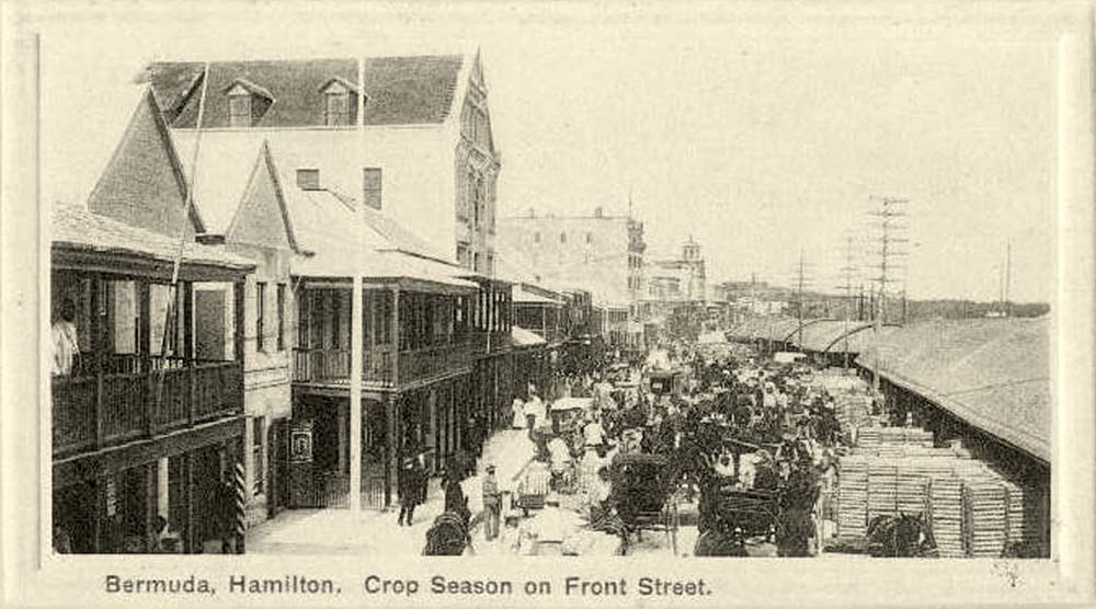 Hamilton. Crop Season on Front Street, Train Station, 1905
