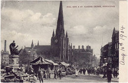 Birmingham. Bull Ring and St Martin's Church, Small Market