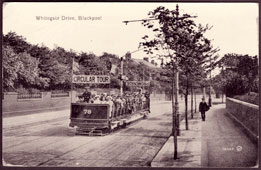 Blackpool. Circular Tour sightseeing tram on Whitegate Drive, 1917