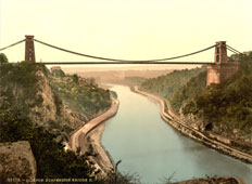 Bristol. Clifton suspension bridge from the cliffs, circa 1890