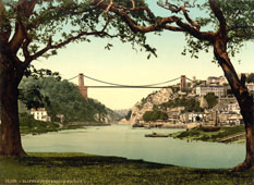 Bristol. Clifton suspension bridge from the ferry, circa 1890
