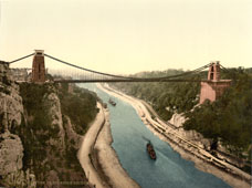 Bristol. Clifton suspension bridge from the north cliffs, circa 1890