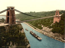 Bristol. Clifton suspension bridge from the north east cliffs, circa 1890