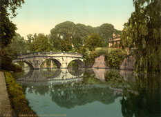 Cambridge Colleges - Clare College and Bridge, circa 1890