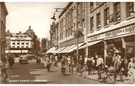 Cambridge. Shops, Bicycles on Sidney Street