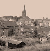 Chesterfield. Panorama of the city and Crooked Spire