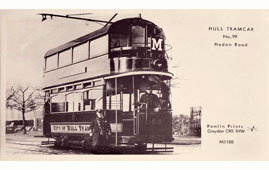 Kingston upon Hull. Hull Tramcar No 99 an Hedon Road
