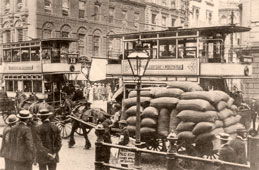 Manchester. Cross Street, trams, horse wagon, 1905