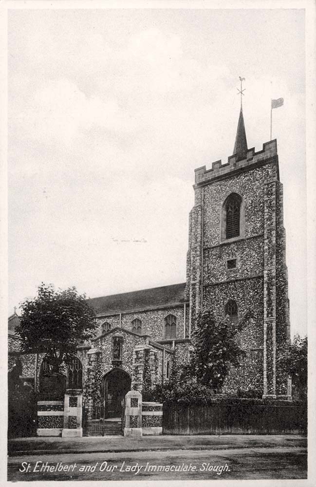 Slough. St Ethelbert's Church and Our Lady Immaculate from Mackenzie Street, circa 1930