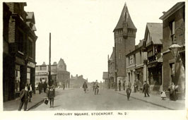 Stockport. Armoury Square at the junction of Greek Street and Shaw Heath