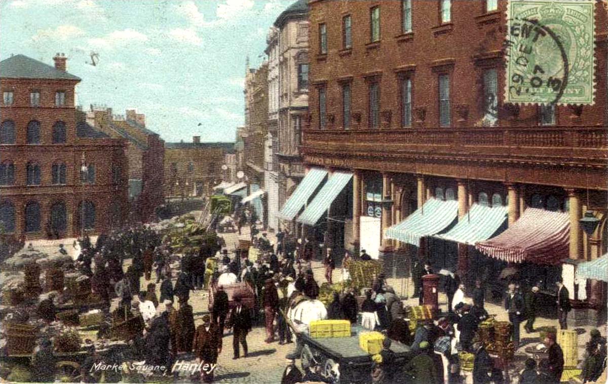 Stoke-on-Trent. Hanley - Market Square, 1907