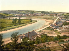 Wadebridge. Panorama of town and River Camel, 1890