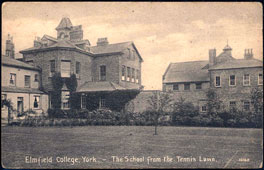 York. Elmfield College, View to School with Tennis Lawn