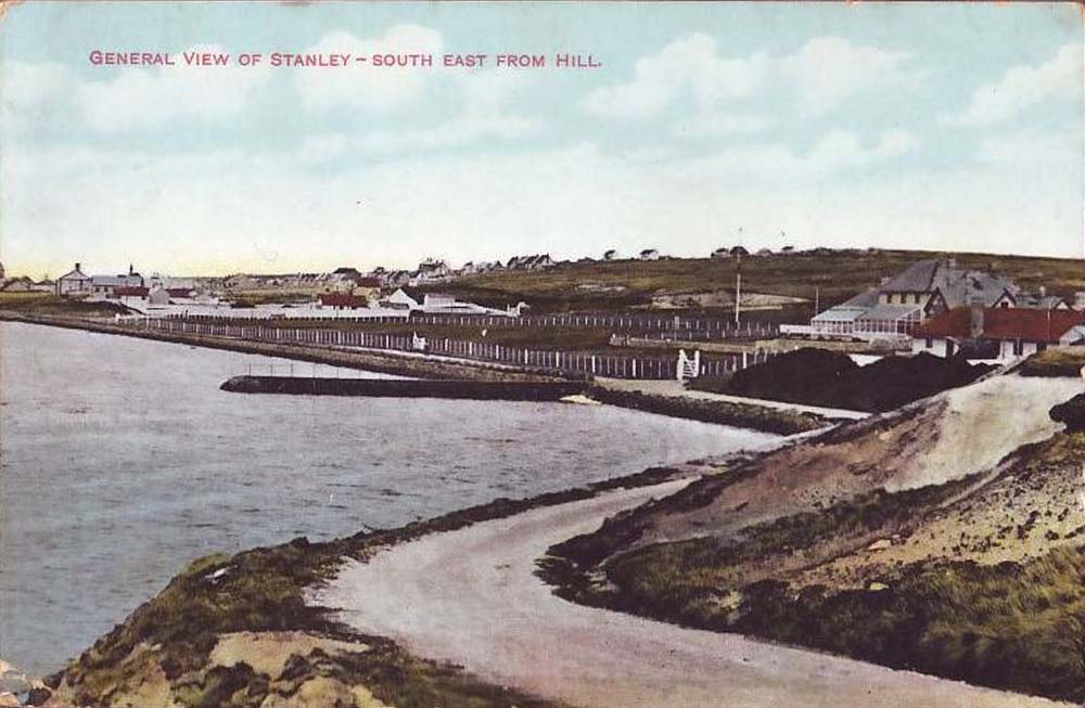 Port Stanley. Panorama of the city - south east from Hill