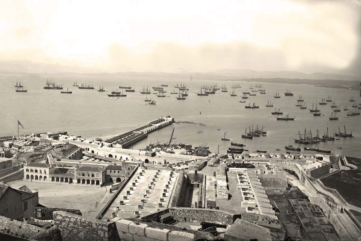 Gibraltar. View from the Castle to old pier, 1890