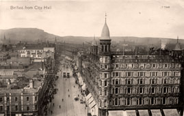 Belfast. Panorama of the city street from City Hall, 1914