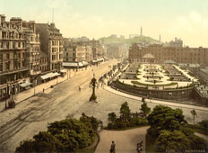 Edinburgh. Princes Street, on background - Calton Hill, circa 1890