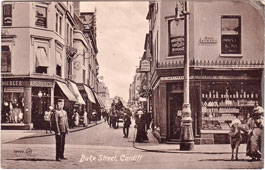 Cardiff. Crossroad of Duke and High streets