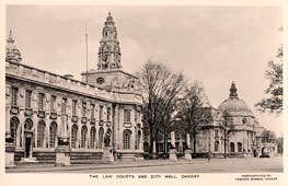 Cardiff. Law Courts and City Hall, 1952