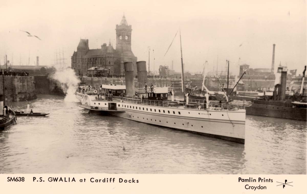 Cardiff. Paddle Steamer 'Gwalia' at Dock
