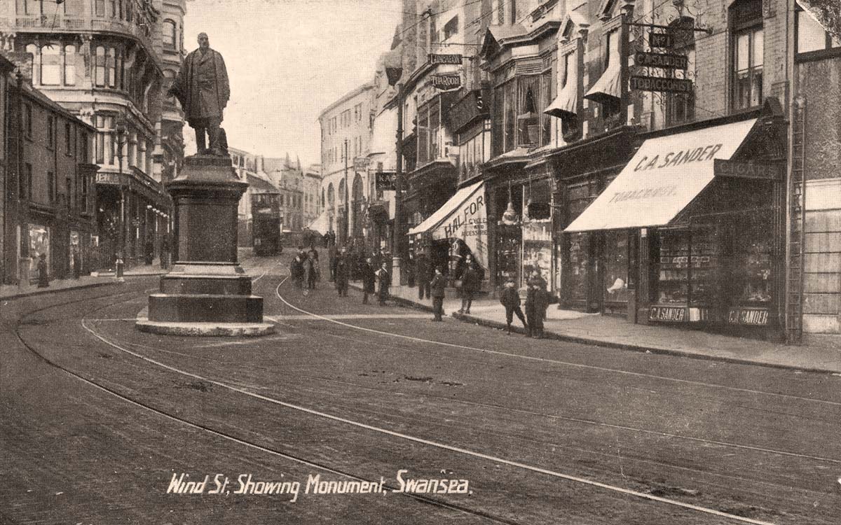 Swansea. Wind Street with Henry Hussey Vivian Monument