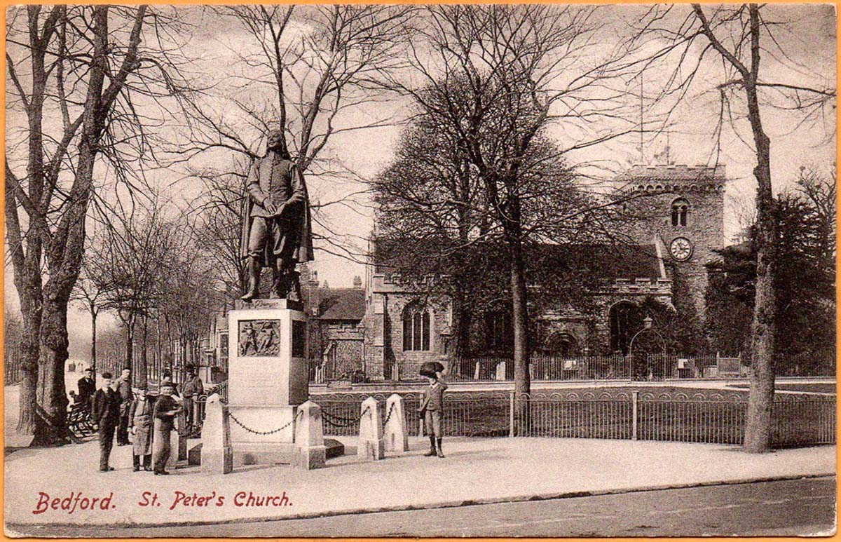 Bedford. Bunyan Memorial and St Peter's Church