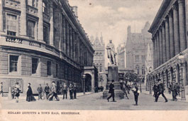 Birmingham. Midland Institute and Town Hall, statue of James Watt, 1904