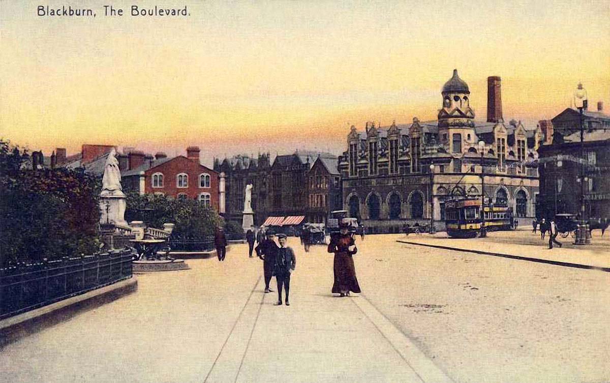 Blackburn. Boulevard with Trams, circa 1907