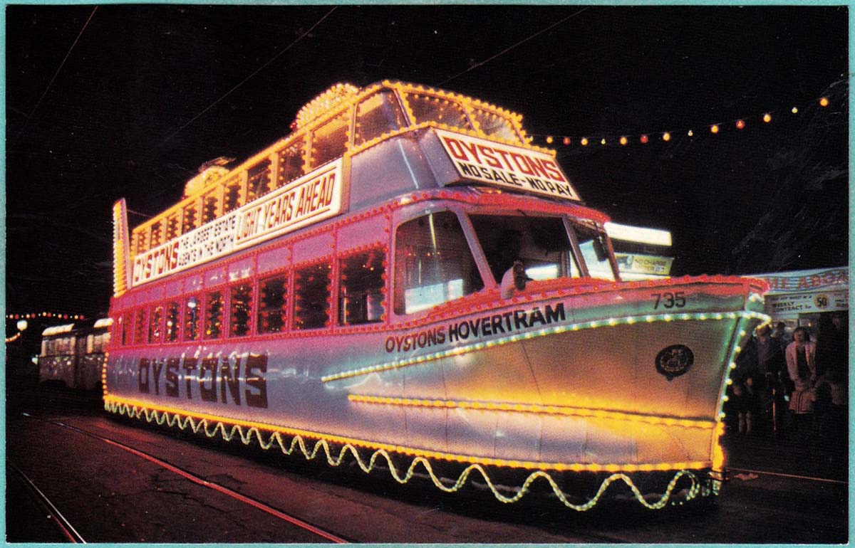 Blackpool. Ship (tram) in illumination, between 1960 and 1970