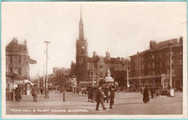 Blackpool. Town Hall and Talbot Square, 1925
