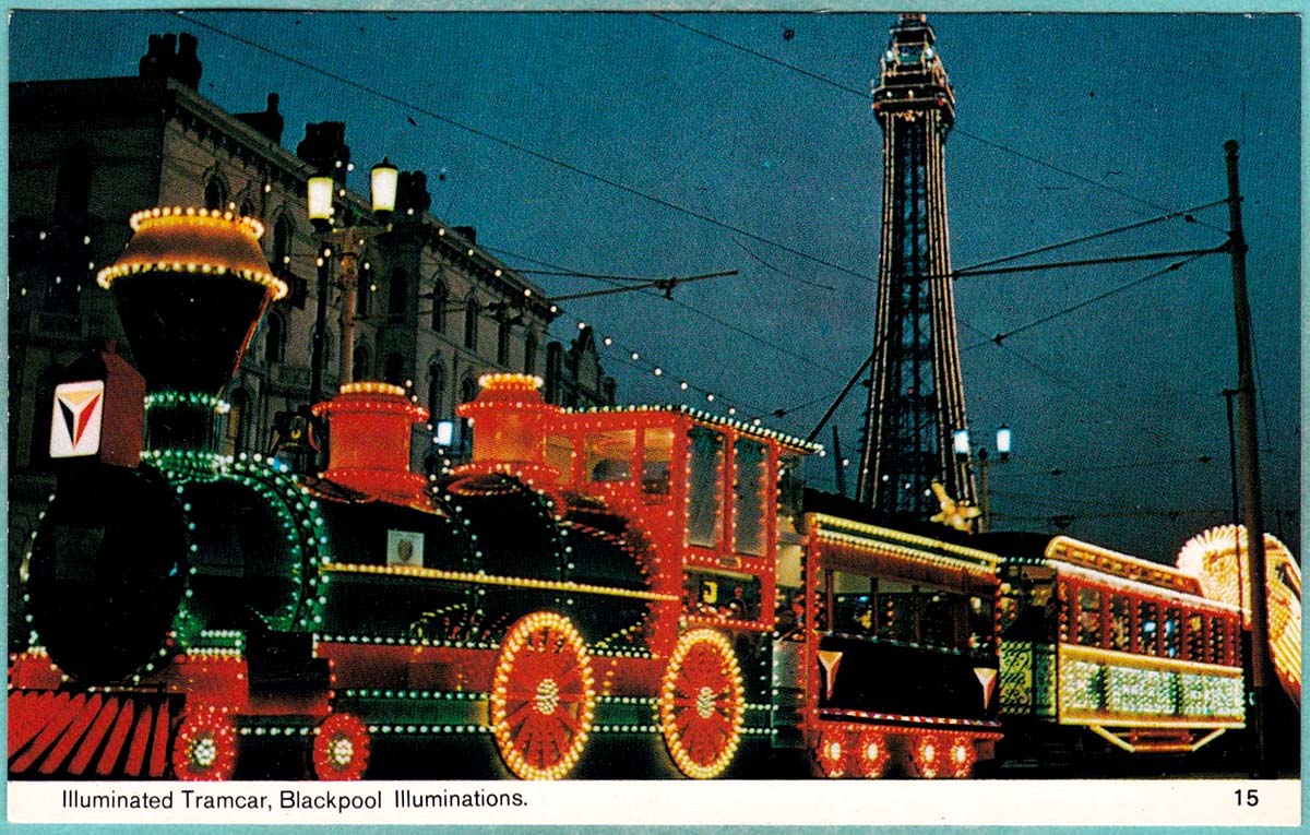 Blackpool. Train in illumination, between 1960 and 1970