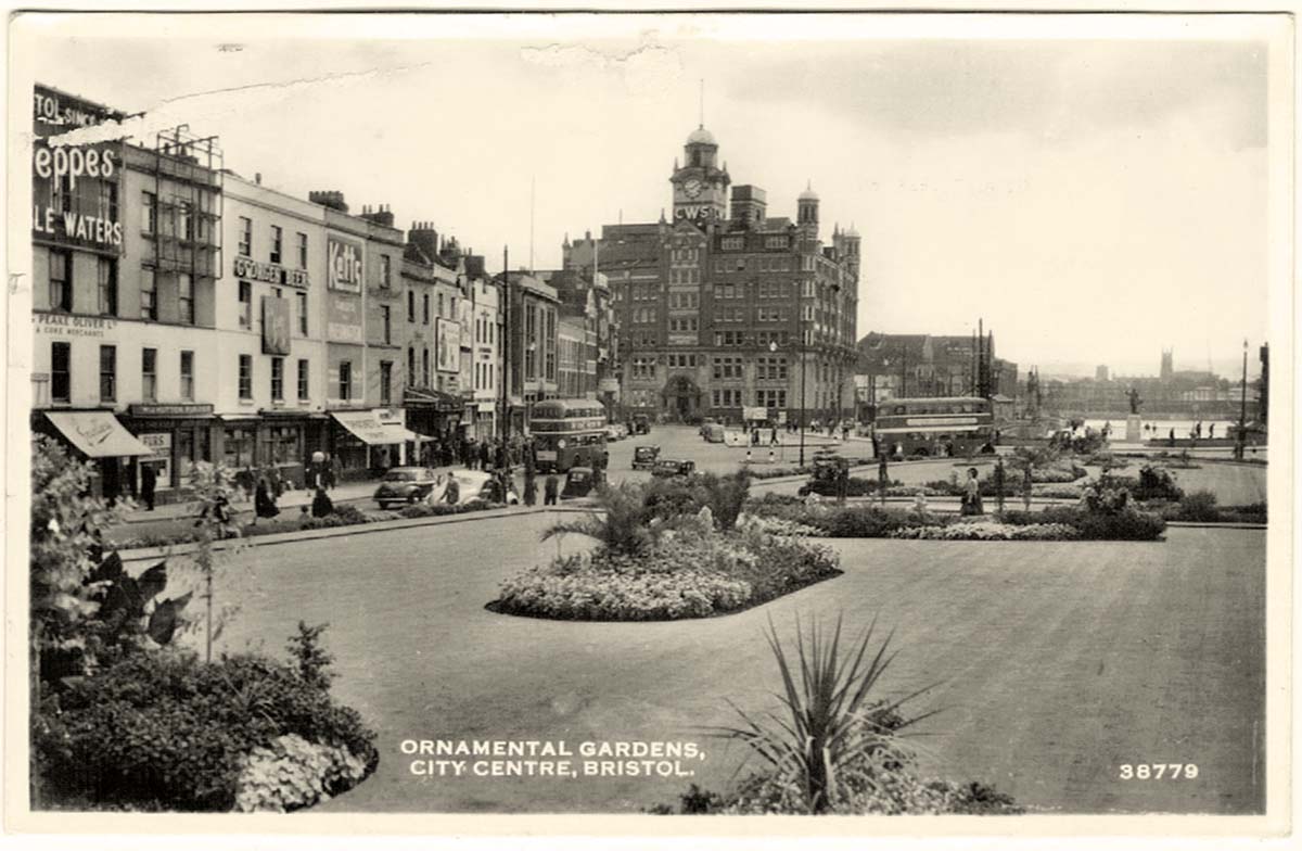 Bristol. City Centre - Ornamental Gardens, 1958