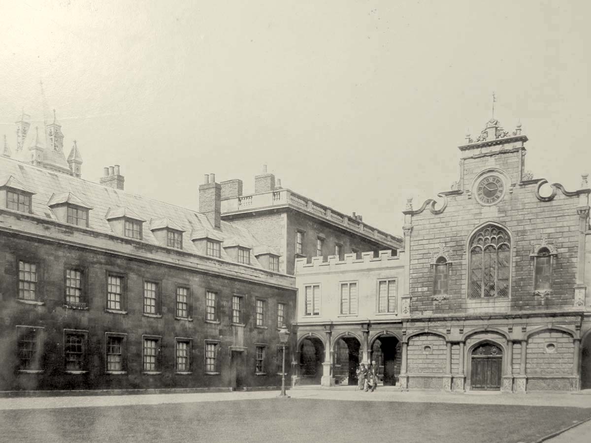 Cambridge Colleges - Peterhouse, founded in 1284, Old Court, circa 1870