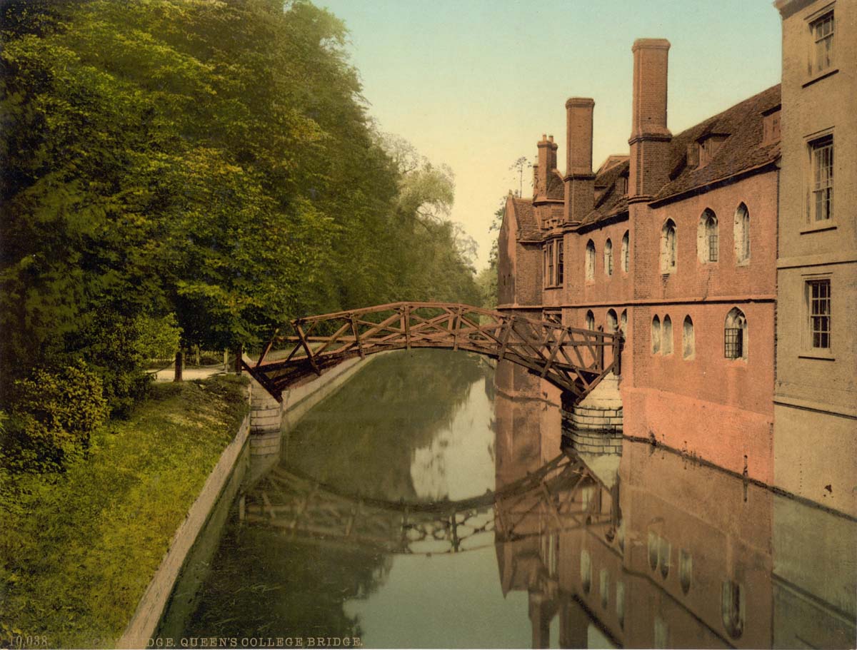 Cambridge Colleges - Queen's College Bridge, circa 1890