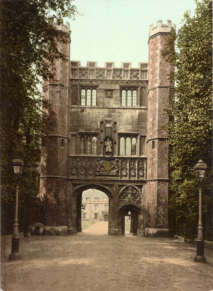 Cambridge Colleges - Trinity College gate, circa 1890