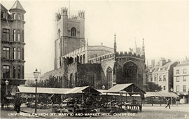 Cambridge. University Church (St Mary's) and Market Hill, 1928