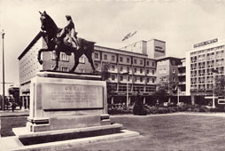 Coventry. Broadgate - Lady Godiva statue and Hotel Leofric