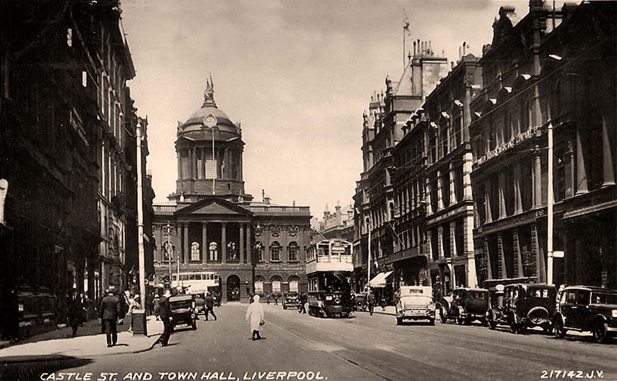 Liverpool. Castle Street and Town Hall, circa 1930
