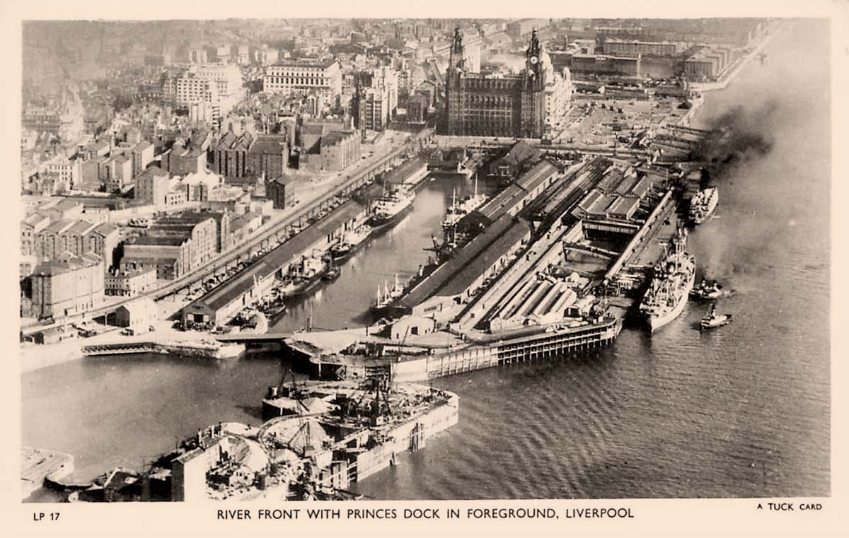 Liverpool. River front with Princes Dock in Foreground
