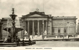 Liverpool. Walker Art Gallery and fountain