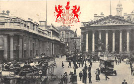 Greater London. Bank of England and Royal exchange, 1912