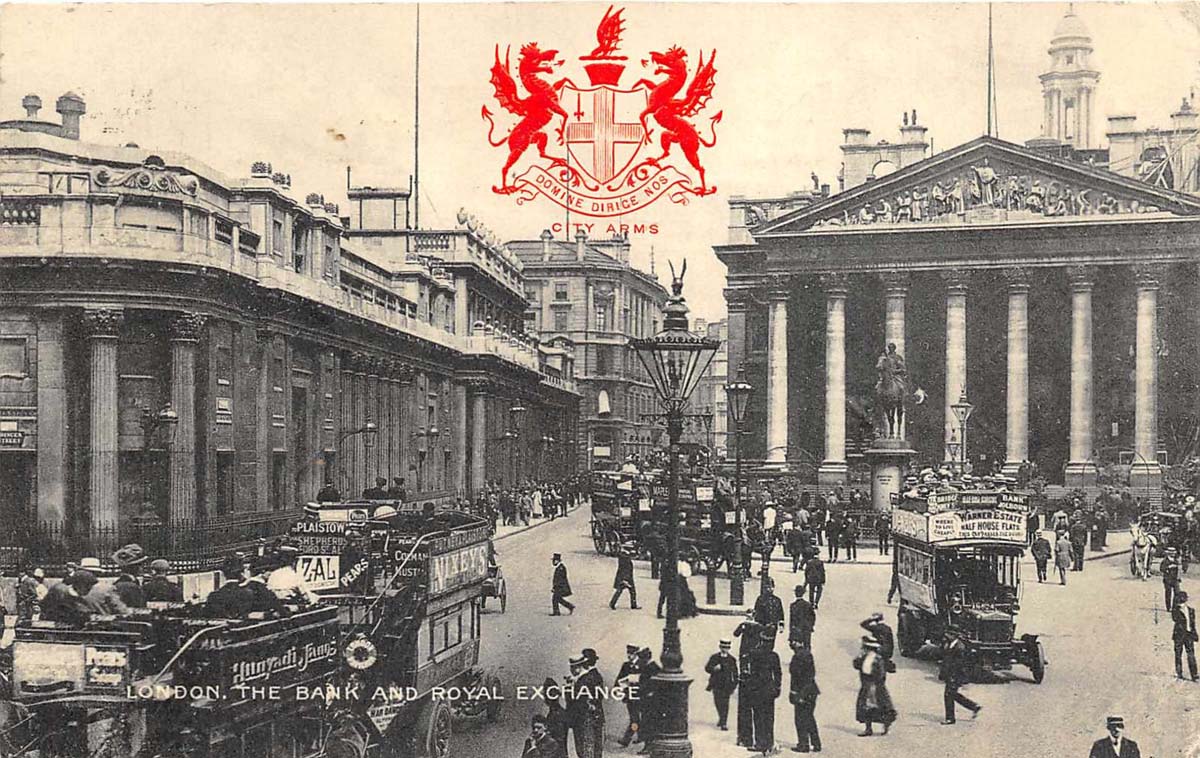 London. Bank of England and Royal exchange, 1912