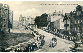 Greater London. King driving down castle hill Windsor
