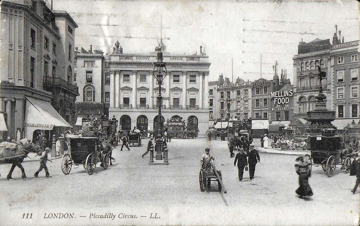 London. Piccadilly Circus, County Fire Office, 1908
