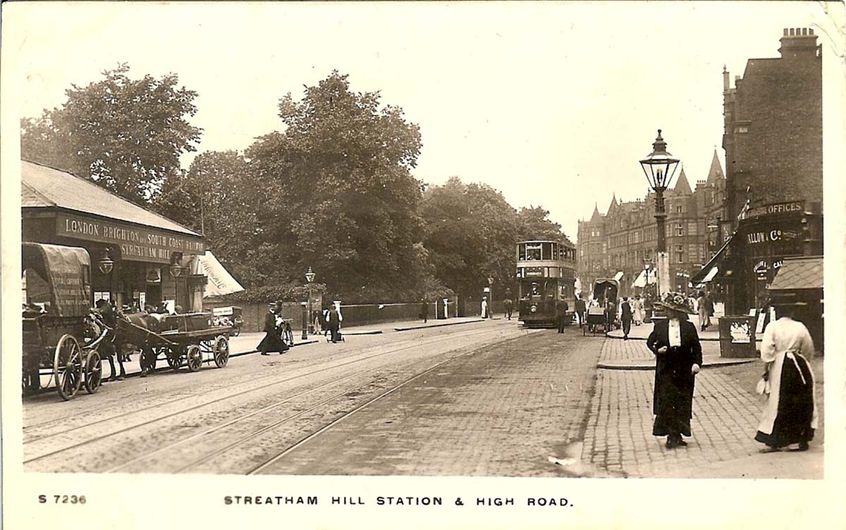 London. Streatham Hill Station and High Road, 1910