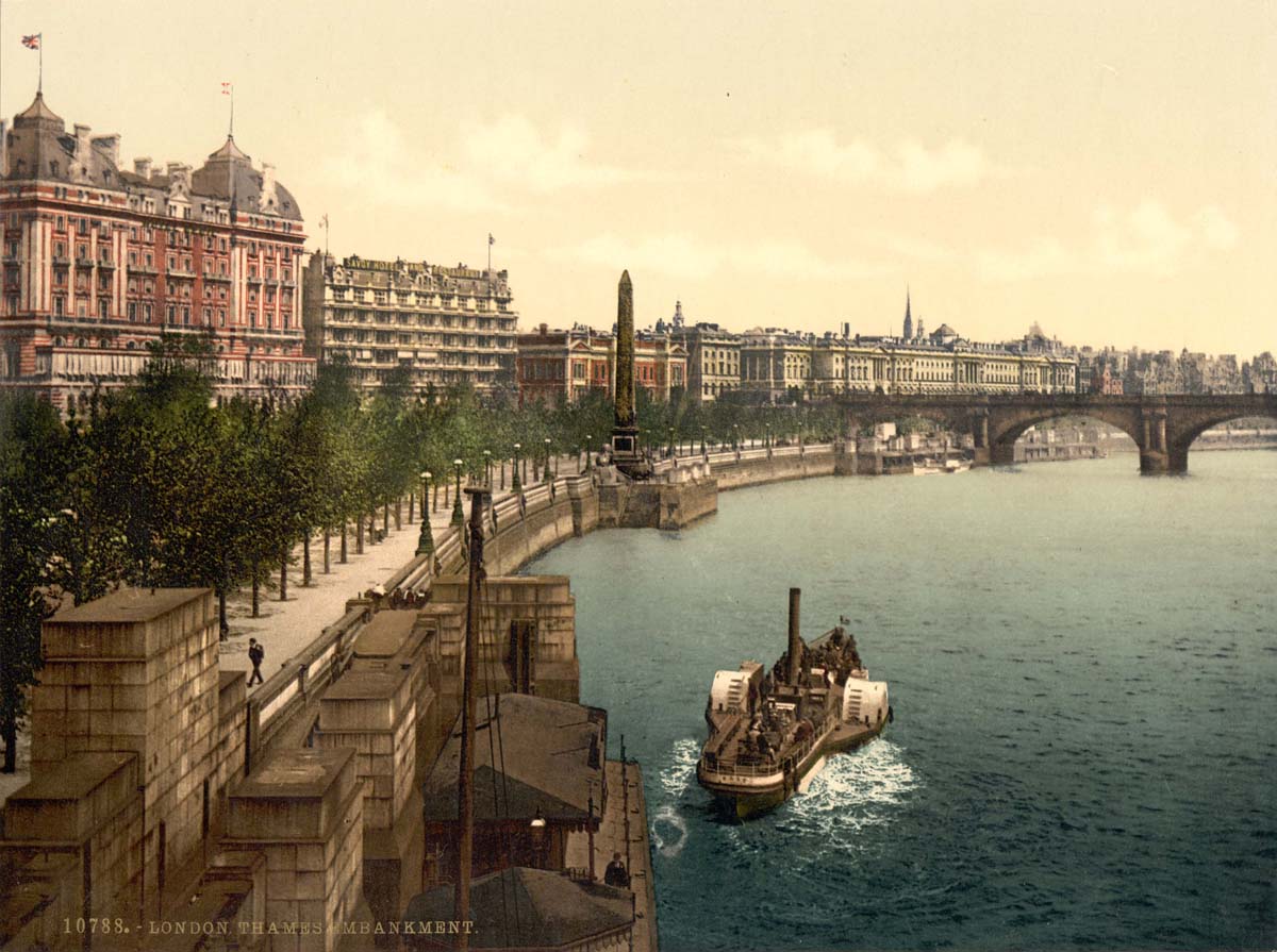 London. Thames embankment, 1890