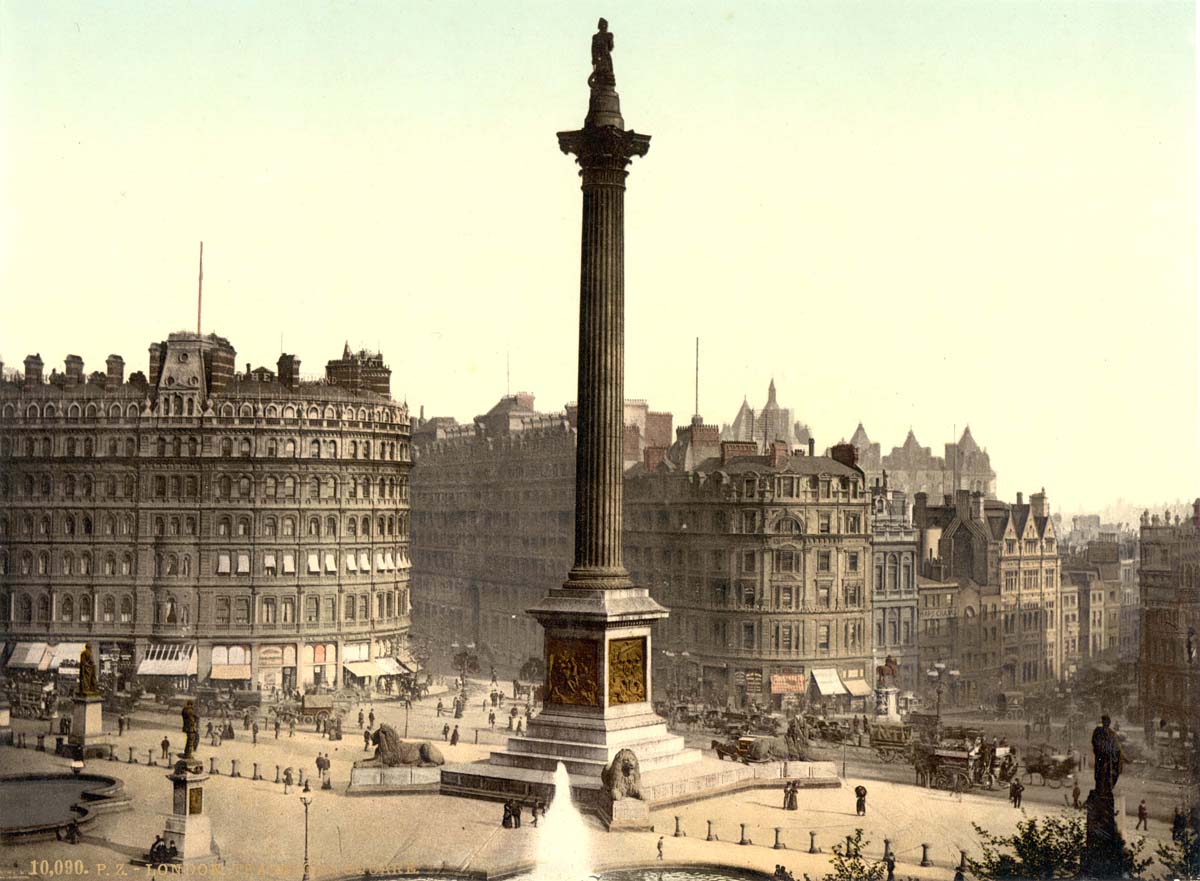 London. Trafalgar Square, from National Gallery, 1890