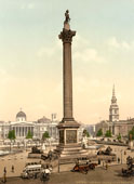 Greater London. Trafalgar Square and National Gallery, 1890