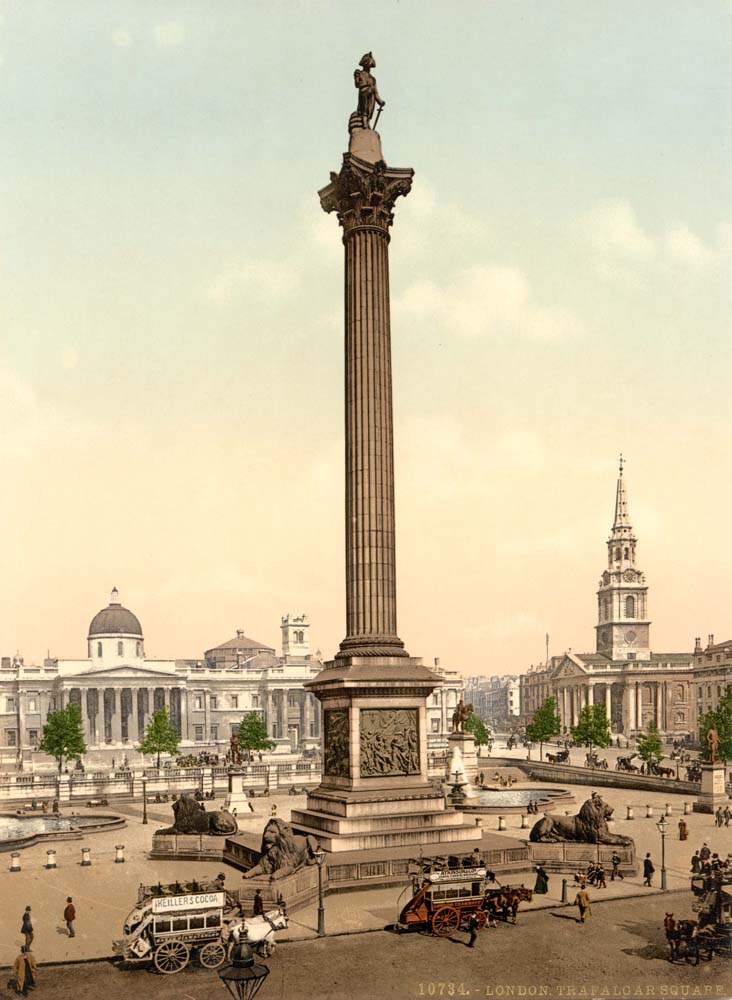 London. Trafalgar Square and National Gallery, 1890