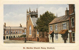Milton Keynes. Fenny Stratford - St Martin's Church and cottages